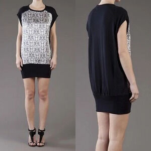 Pierre Balmain Paisley Print Tunic Dress Black Vintage Designer Women’s Size 8